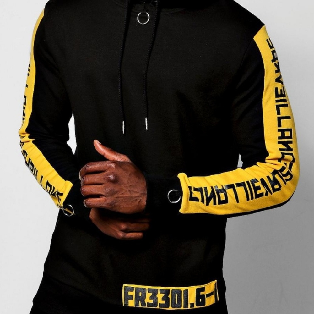 BoohooMan overhead hoodie with side print